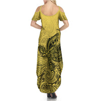 Papua New Guinea National Capital District Summer Maxi Dress PNG Birds Of Paradise Polynesian Arty Style LT03 - Polynesian Pride