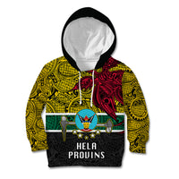 Papua New Guinea Hela Province Kid Hoodie PNG Birds Of Paradise Polynesian Arty Style LT03 Hoodie Yellow - Polynesian Pride