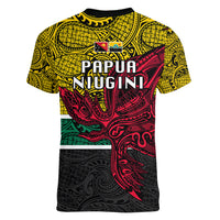 Papua New Guinea Hela Province Women V Neck T Shirt PNG Birds Of Paradise Polynesian Arty Style LT03 - Polynesian Pride