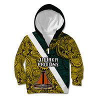 Papua New Guinea Jiwaka Province Kid Hoodie PNG Birds Of Paradise Polynesian Arty Style LT03 Zip Hoodie Yellow - Polynesian Pride