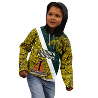 Papua New Guinea Jiwaka Province Kid Hoodie PNG Birds Of Paradise Polynesian Arty Style LT03 - Polynesian Pride