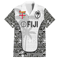 Custom Fiji Pacific Rugby 2024 Family Matching Short Sleeve Bodycon Dress and Hawaiian Shirt Tapa Tribal and Fijian Masi Pattern