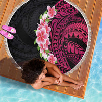 Hawaiian Tropical Plumeria Art Polynesian Tattoo Beach Blanket Black and Bright Pink Color LT03 - Polynesian Pride