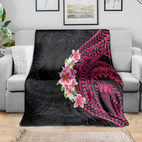 Hawaiian Tropical Plumeria Art Polynesian Tattoo Blanket Black and Bright Pink Color LT03 - Polynesian Pride