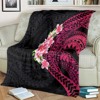 Hawaiian Tropical Plumeria Art Polynesian Tattoo Blanket Black and Bright Pink Color LT03 - Polynesian Pride