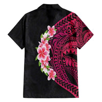 Hawaiian Tropical Plumeria Art Polynesian Tattoo Hawaiian Shirt Black and Bright Pink Color LT03 - Polynesian Pride