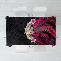 Hawaiian Tropical Plumeria Art Polynesian Tattoo Tablecloth Black and Bright Pink Color LT03 Pink - Polynesian Pride