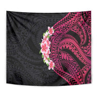 Hawaiian Tropical Plumeria Art Polynesian Tattoo Tapestry Black and Bright Pink Color LT03 - Polynesian Pride
