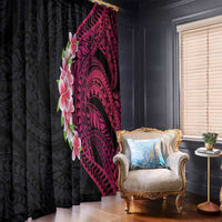 Hawaiian Tropical Plumeria Art Polynesian Tattoo Window Curtain Black and Bright Pink Color LT03 - Polynesian Pride