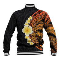 Hawaiian Tropical Plumeria Art Polynesian Tattoo Baseball Jacket Black and Autumn Color Theme LT03 - Polynesian Pride