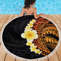 Hawaiian Tropical Plumeria Art Polynesian Tattoo Beach Blanket Black and Autumn Color Theme LT03 - Polynesian Pride