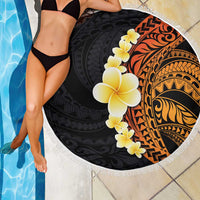 Hawaiian Tropical Plumeria Art Polynesian Tattoo Beach Blanket Black and Autumn Color Theme LT03 - Polynesian Pride
