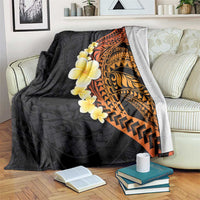 Hawaiian Tropical Plumeria Art Polynesian Tattoo Blanket Black and Autumn Color Theme LT03 Orange - Polynesian Pride
