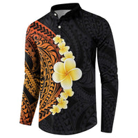 Hawaiian Tropical Plumeria Art Polynesian Tattoo Button Sweatshirt Black and Autumn Color Theme LT03 - Polynesian Pride