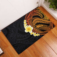 Hawaiian Tropical Plumeria Art Polynesian Tattoo Rubber Doormat Black and Autumn Color Theme LT03 - Polynesian Pride