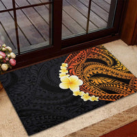 Hawaiian Tropical Plumeria Art Polynesian Tattoo Rubber Doormat Black and Autumn Color Theme LT03 - Polynesian Pride