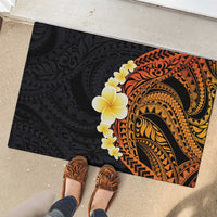Hawaiian Tropical Plumeria Art Polynesian Tattoo Rubber Doormat Black and Autumn Color Theme LT03 - Polynesian Pride