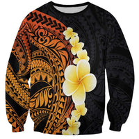 Hawaiian Tropical Plumeria Art Polynesian Tattoo Sweatshirt Black and Autumn Color Theme LT03 Unisex Orange - Polynesian Pride