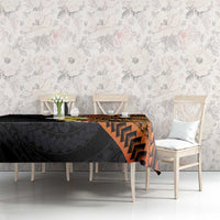 Hawaiian Tropical Plumeria Art Polynesian Tattoo Tablecloth Black and Autumn Color Theme LT03 - Polynesian Pride