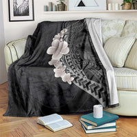 Hawaiian Tropical Plumeria Art Polynesian Tattoo Blanket Grayscale Color LT03 Black - Polynesian Pride