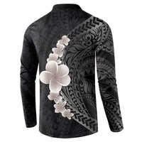 Hawaiian Tropical Plumeria Art Polynesian Tattoo Button Sweatshirt Grayscale Color LT03 - Polynesian Pride