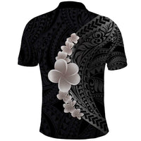 Hawaiian Tropical Plumeria Art Polynesian Tattoo Polo Shirt Grayscale Color LT03 - Polynesian Pride