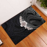 Hawaiian Tropical Plumeria Art Polynesian Tattoo Rubber Doormat Grayscale Color LT03 - Polynesian Pride