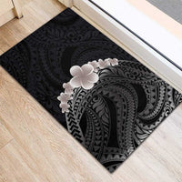 Hawaiian Tropical Plumeria Art Polynesian Tattoo Rubber Doormat Grayscale Color LT03 - Polynesian Pride