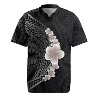 Hawaiian Tropical Plumeria Art Polynesian Tattoo Rugby Jersey Grayscale Color LT03 Black - Polynesian Pride