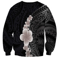 Hawaiian Tropical Plumeria Art Polynesian Tattoo Sweatshirt Grayscale Color LT03 - Polynesian Pride