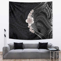 Hawaiian Tropical Plumeria Art Polynesian Tattoo Tapestry Grayscale Color LT03 Black - Polynesian Pride