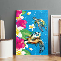 Hawaiian Tropical Flower and Honu Under Blue Water Canvas Wall Art LT03 - Polynesian Pride