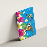 Hawaiian Tropical Flower and Honu Under Blue Water Canvas Wall Art LT03 - Polynesian Pride