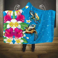 Hawaiian Tropical Flower and Honu Under Blue Water Hooded Blanket LT03 - Polynesian Pride
