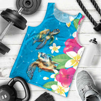 Hawaiian Tropical Flower and Honu Under Blue Water Men Tank Top LT03 - Polynesian Pride