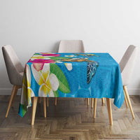 Hawaiian Tropical Flower and Honu Under Blue Water Tablecloth LT03 - Polynesian Pride