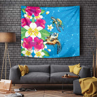 Hawaiian Tropical Flower and Honu Under Blue Water Tapestry LT03 - Polynesian Pride