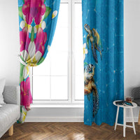 Hawaiian Tropical Flower and Honu Under Blue Water Window Curtain LT03 - Polynesian Pride