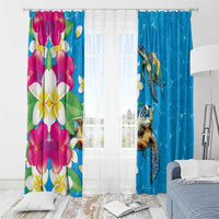 Hawaiian Tropical Flower and Honu Under Blue Water Window Curtain LT03 - Polynesian Pride