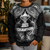 New Zealand Rugby Kid Ugly Christmas Sweater Aotearoa Champion Cup History with Silver Fern LT03 - Polynesian Pride