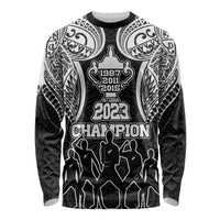 New Zealand Rugby Long Sleeve Shirt Aotearoa Champion Cup History with Haka Dance LT03 Unisex Black - Polynesian Pride