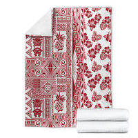 Hawaii Blanket Aloha Tropical Plants Tribal Pattern Red Version LT03 - Polynesian Pride