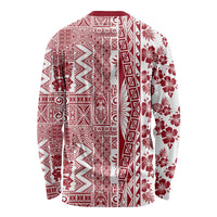 Hawaii Long Sleeve Shirt Aloha Tropical Plants Tribal Pattern Red Version LT03 - Polynesian Pride