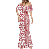 Hawaii Mermaid Dress Aloha Tropical Plants Tribal Pattern Red Version LT03 - Polynesian Pride