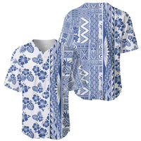 Hawaii Baseball Jersey Aloha Tropical Plants Tribal Pattern Blue Version LT03 - Polynesian Pride