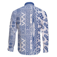 Hawaii Family Matching Tank Maxi Dress and Hawaiian Shirt Aloha Tropical Plants Tribal Pattern Blue Version LT03 - Polynesian Pride