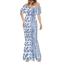 Hawaii Mermaid Dress Aloha Tropical Plants Tribal Pattern Blue Version LT03 - Polynesian Pride