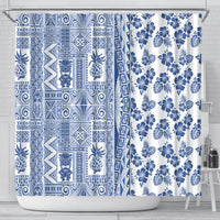 Hawaii Shower Curtain Aloha Tropical Plants Tribal Pattern Blue Version LT03 - Polynesian Pride