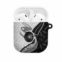 Personalised Aotearoa Lawn Bowls AirPods Case Maori and Silver Fern Half Style LT03 White - Polynesian Pride