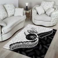 Personalised Aotearoa Lawn Bowls Area Rug Maori and Silver Fern Half Style - Polynesian Pride